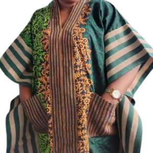 Green and gold ankara 100% cotton with asooke